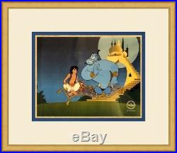 Walt Disney L/ED Aladdin & Genie Animation Sericel Custom Framed FREE SHIPPING