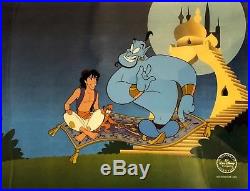 Walt Disney L/ED Aladdin & Genie Animation Sericel Custom Framed FREE SHIPPING