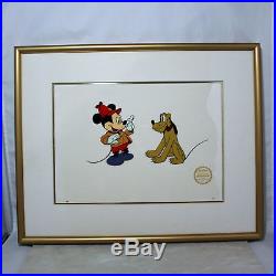 Walt Disney Lim Ed Cel Serigraph Mickey Pluto The Pointer Framed, 20x 16.5