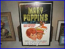 Walt Disney Mary Poppins, Julie Andrews, Dick Van Dyke framed poster 29x43