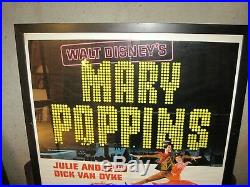 Walt Disney Mary Poppins, Julie Andrews, Dick Van Dyke framed poster 29x43