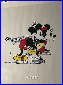 Walt Disney Mickey & Minnie On Ice Limited Edition Serigraph Cel Art, WithFrame