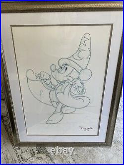 Walt Disney Mickey Mouse Fantasia 1940 Sorcerer's Apprentice Cell Sketch Framed