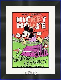 Walt Disney Mickey Mouse Serigraph Barnyard Olympics Custom Framed FREE SHIP