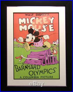 Walt Disney Mickey Mouse Serigraph Poster Black Custom Frame Make an Offer