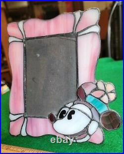 Walt Disney Minnie Mouse Stained Glass 3 x 5 Picture Frame Rare 1970's Vintage