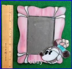 Walt Disney Minnie Mouse Stained Glass 3 x 5 Picture Frame Rare 1970's Vintage