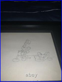Walt Disney Original 1933 Sketch From Mickeys Pal Pluto Framed With Plaque