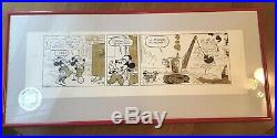 Walt Disney Original 1966 Mickey Mouse Sunday Comic Strip Hand Inked Framed