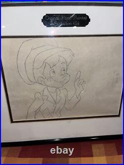Walt Disney Pinocchio Cartoon Cel Celluloid Art Drawing Picture 1987 Framed