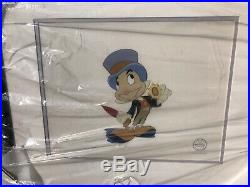 Walt Disney Pinocchio Jiminy Cricket Sericel Matted & Framed #d 5,000 With Cert