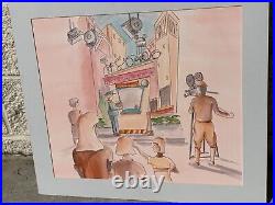Walt Disney Productions Fabrianne Arts, inc. Watercolor Painting of a Production
