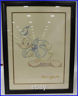 Walt Disney Reproduction Donald Orphans Benefi Sketch Lithograph Framed 35 x 27