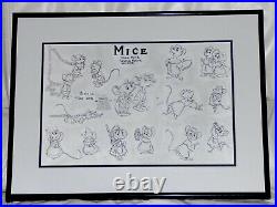 Walt Disney Robin Hood 1973 Framed Original Production Model Sheet Mice