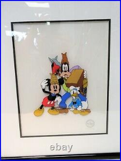 Walt Disney Sergigraph Cel Ltc Ed Mickey Mouse Donald Duck And Goofy Framed