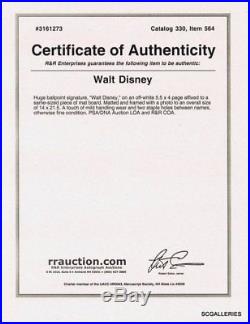 Walt Disney Signed Framed 14x21 Photo Display PSA/DNA