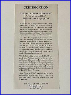 Walt Disney, Snow White & Doc, 50th Anniversary Serigraph Cel, Framed
