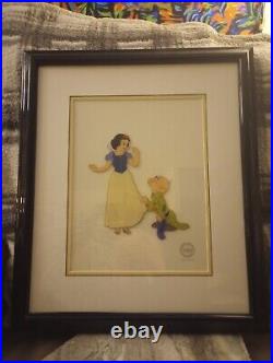 Walt Disney Snow White & Dopey Certified Serigraph Cel 2500 Framed