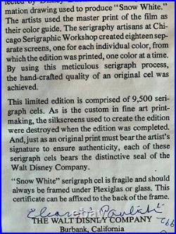 Walt Disney Snow White Limited Edition Serigraph Cel Framed COA