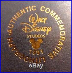 Walt Disney Studios Classic Commemorative Framed Lithograph 1991