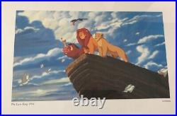 Walt Disney The Lion King On A Cliff Lithograph Framed Matted Disneyana
