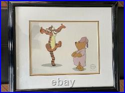 Walt Disney Winnie The Pooh & Tigger Sericel Framed Cel Bouncing Back To Bed