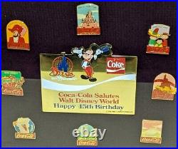 Walt Disney World 15th Birthday Coca Cola Pins 60 Pins Framed