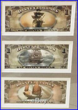 Walt Disney World 20th Anniversary Framed Set of Six Disney Dollars Uncirculated