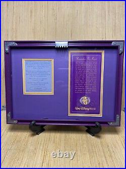 Walt Disney World 25th Anniversary Commemorative Ticket 1971-1996 In Metal Frame