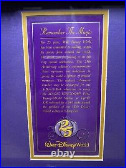 Walt Disney World 25th Anniversary Commemorative Ticket 1971-1996 In Metal Frame