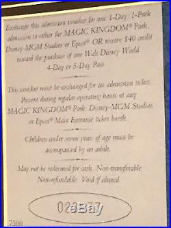 Walt Disney World 25th Anniversary Framed Commemorative Ticket Very Rare! LOOK