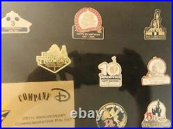 Walt Disney World 25th Anniversary LE Of 1000 Company D Framed Pin Set Sealed
