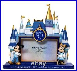 Walt Disney World 50th Anniversary Photo Frame Mickey Minnie Mouse Limited Rare