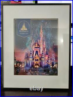Walt Disney World 50th Anniversary Theme Park Poster Oct 1st in Matted Frame