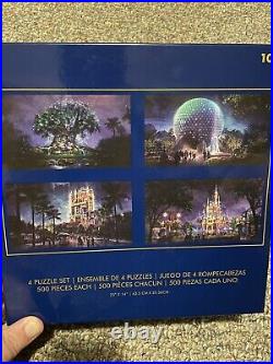 Walt Disney World 50th anniversary Puzzles 27 x 16 framed Park Icons set of four