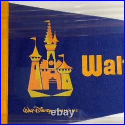 Walt Disney World Blue Felt Pennant Flag 30 Framed New