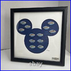 Walt Disney World Disney Monorail Series 12 Pin Set Framed Rare 39/300