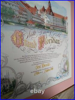 Walt Disney World Grand Floridian Resort Award Prop Framed Picture Display Rare