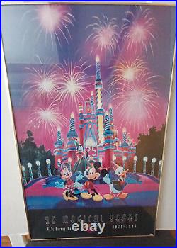 Walt Disney World Magic Kingdom 25 magical years framed poster 1971 1996