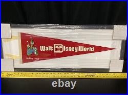 Walt Disney World Red Felt Pennant Flag 30 Framed New
