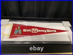 Walt Disney World Red Felt Pennant Flag 30 Framed New