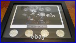 Walt Disney World Theme Park Icons Fab 5 Lithograph & 4 Coin Framed Set Display