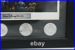 Walt Disney World Theme Park Icons Fab 5 Lithograph with 4 Coin Framed Set