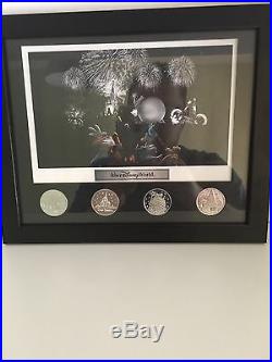 Walt Disney World Theme Park Litho & 4 Coins Framed Set. Discontinued Rare In Uk