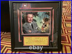 Walt Disney autographed signed personal check Phil Sears COA Framed Disneyland