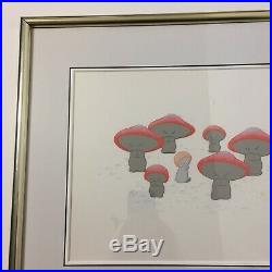 Walt Disneys Fantasia Dancing Mushrooms Serigraph Animation Cel Framed COA Vtg