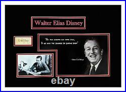 Walter E Disney Signed Autograph Book Page Museum Framed Ready to Hang