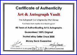 Walter E Disney Signed Autograph Book Page Museum Framed Ready to Hang