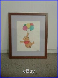 Winnie the Pooh Walt Disney Watercolor Signed Framed Drawing Joe Hale Very Rare