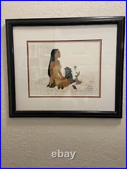 Woodlad Friends Pocahontas Sericel Walt Disney Certified Framed and matted